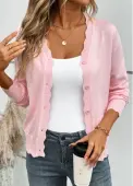 Modlily Pink Tummy Coverage Long Sleeve V Neck Light Cardigan - XL