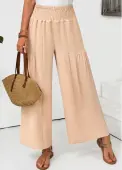 Modlily Light Coffee Wide Leg Elastic Waist High Waisted Pants - M