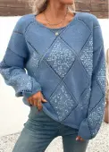 Modlily Dusty Blue Tummy Coverage Long Sleeve Round Neck Sweater - M