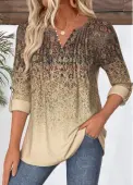 Modlily Light Coffee Tribal Print Shirt - M