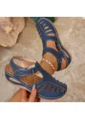 Modlily Blue Closed Toe Low Heel Sandals - 36