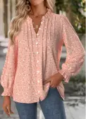 Modlily Pink Tummy Coverage Floral Print Long Sleeve Blouse - XXL