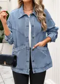 Modlily Denim Blue Tummy Coverage Long Sleeve Coat - XL