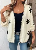 Modlily Beige Geometric Print Long Sleeve Cardigan - S