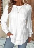 Modlily White Long Sleeve Round Neck Sweatshirt - XL