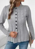 Modlily Grey Tummy Coverage Long Sleeve Round Neck Cardigan - S