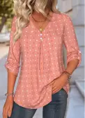 Modlily Dusty Pink Tummy Coverage Long Sleeve V Neck Blouse - XL