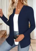 Modlily Navy Open Front Long Sleeve Coat - XL
