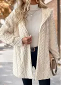 Modlily Beige Tummy Coverage Long Sleeve Hooded Coat - S
