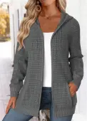 Modlily Dark Grey Tummy Coverage Long Sleeve Hooded Coat - M
