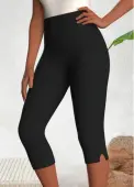 Modlily Black High Waisted Capri Elastic Waist Leggings - XL
