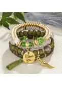 Modlily Green Wing Tassel Acrylic Bracelet Set - One Size
