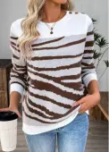 Modlily White Button Long Sleeve Round Neck Sweater - S
