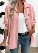 Modlily Pink Curved Hem Long Sleeve Turn Down Collar Shirt - S