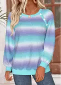 Modlily Multi Color Tummy Coverage Ombre Long Sleeve Sweatshirt - M