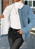 Modlily Denim Blue Tummy Coverage Long Sleeve Coat - M