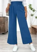 Modlily Blue Wide Leg Elastic Waist High Waisted Pants - S