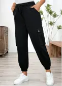 Modlily Black Pocket Jogger Elastic Waist High Waisted Pants - S