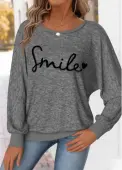 Modlily Dark Grey Marl Tummy Coverage Letter Print T Shirt - L