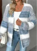 Modlily Dusty Blue Tummy Coverage Long Sleeve V Neck Cardigan - L