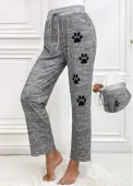Modlily Grey Animal Print Straight Leg Elastic Waist Pants - 2XL