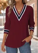 Modlily Wine Red Tummy Coverage Long Sleeve T Shirt - XL