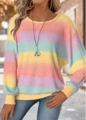 Modlily Multi Color Tummy Coverage Ombre Long Sleeve T Shirt - M