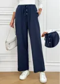 Modlily Navy Pocket Wide Leg Elastic Waist High Waisted Pants - S