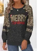 Modlily Christmas Black Tummy Coverage Long Sleeve Round Neck Sweatshirt - M