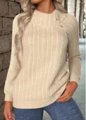 Modlily Light Camel Tummy Coverage Long Sleeve High Neck Sweatshirt - L