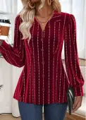 Modlily Wine Red Tummy Coverage Long Sleeve Shirt - XXL