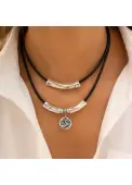 Modlily Silver Round Embossed Alloy Necklace Set - One Size