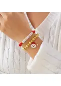 Modlily Christmas Red Round Alloy Detail Bracelets - One Size