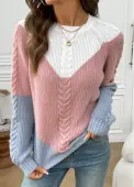 Modlily Pink Long Sleeve Round Neck Sweater - L
