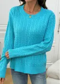 Modlily Mint Green Tummy Coverage Long Sleeve Round Neck Sweater - M