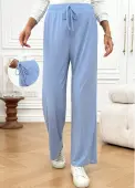 Modlily Dusty Blue Wide Leg Elastic Waist High Waisted Pants - S
