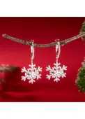 Modlily Christmas Geometric White Snowflake Alloy Earrings - One Size