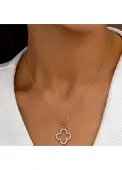 Modlily Golden Hollow Four-leaf Clover Alloy Necklace - One Size