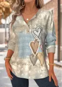Modlily Multi Color Tummy Coverage Heart Print Long Sleeve Sweatshirt - XXL