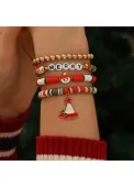Modlily Christmas Red Santa Claus Polymer Clay Bracelets - One Size