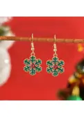 Modlily Christmas Green Snowflake Design Alloy Earrings - One Size