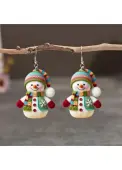 Modlily Christmas Multi Color Snowman Acrylic Earrings - One Size