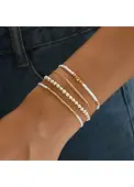 Modlily Golden Beaded Design Chain Bracelet Set - One Size