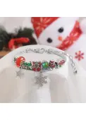 Modlily Christmas Silver Snowflake Snowman Alloy Bracelet - One Size