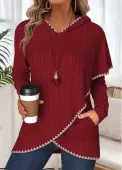 Modlily Wine Red Tummy Coverage Long Sleeve Hoodie - XL