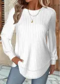 Modlily White Long Sleeve Round Neck Sweatshirt - S