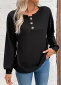 Modlily Black Tummy Coverage Long Sleeve Round Neck Sweatshirt - L