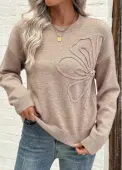 Modlily Light Camel Tummy Coverage Long Sleeve Round Neck Sweater - S
