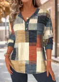 Modlily Multi Color Tummy Coverage Geometric Print Long Sleeve Sweatshirt - S