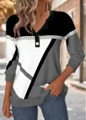 Modlily Multi Color Tummy Coverage Geometric Print Long Sleeve Sweatshirt - XL